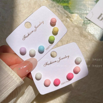 DAIIIBABYYY  -  Cute Colorful 6mm Candy Color Ball Stud Earrings for Women Korean Fahion Summer Mini Sweet Kpop Bead Earring Jewelry